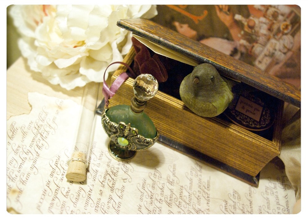 the bellatrix box - number 3 - natural perfume oil and bath salts in faux leather book style treasure box