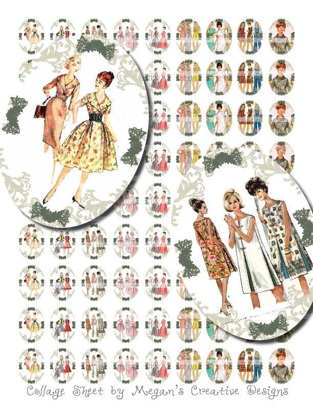 Vintage Fashion Models 18 x 25 Collage Sheet - $1.99