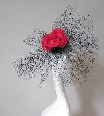 Black and Red fabulous fascinator hat for weddings and races