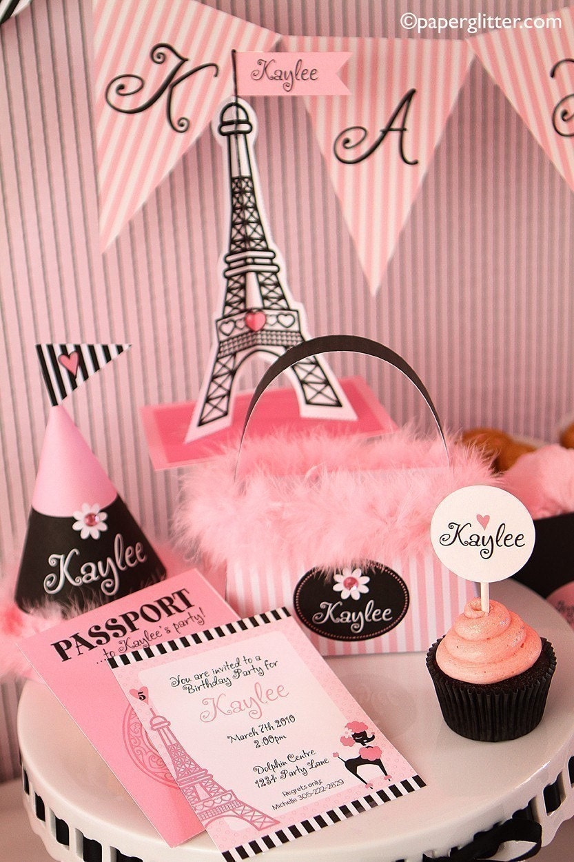 0022 BIRTHDAY Paris DELUXE PERSONALIZED Party Kit-Printable pdf Complete Set