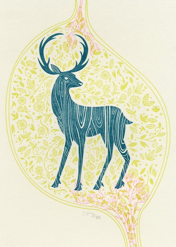 Deer Print on Tile Green