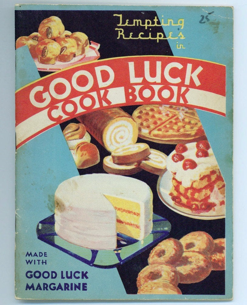 Vintage Cookbook 1930s GOOD LUCK Jelke Margarine Recipe Book Advertising Ephemera