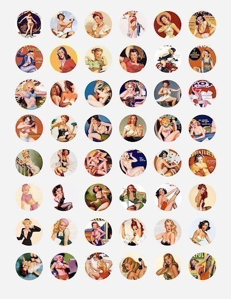 vintage pin up girls calendar women 30s to 60s collage sheet clip art 1 