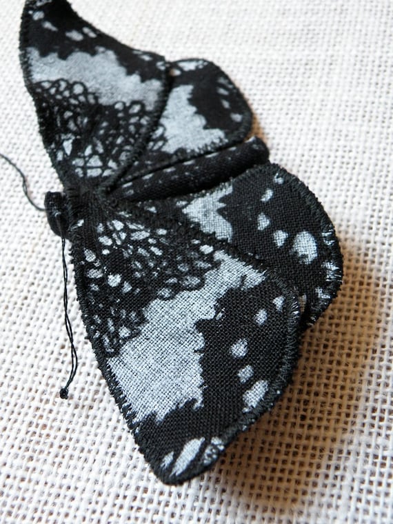 Handmade Linen Moth Brooch  Fabric Lepidoptera