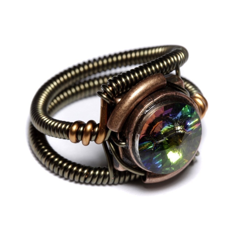 Steampunk Jewelry - RING - Vitrail Svarovski Crystal