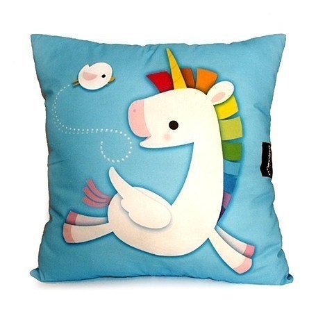 Deluxe Pillow - Rainbow Unicorn (Blue)