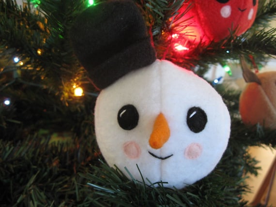 Holiday Ornament Sewing Pattern - Snowman Reindeer and Holly Berry - DIY tutorial