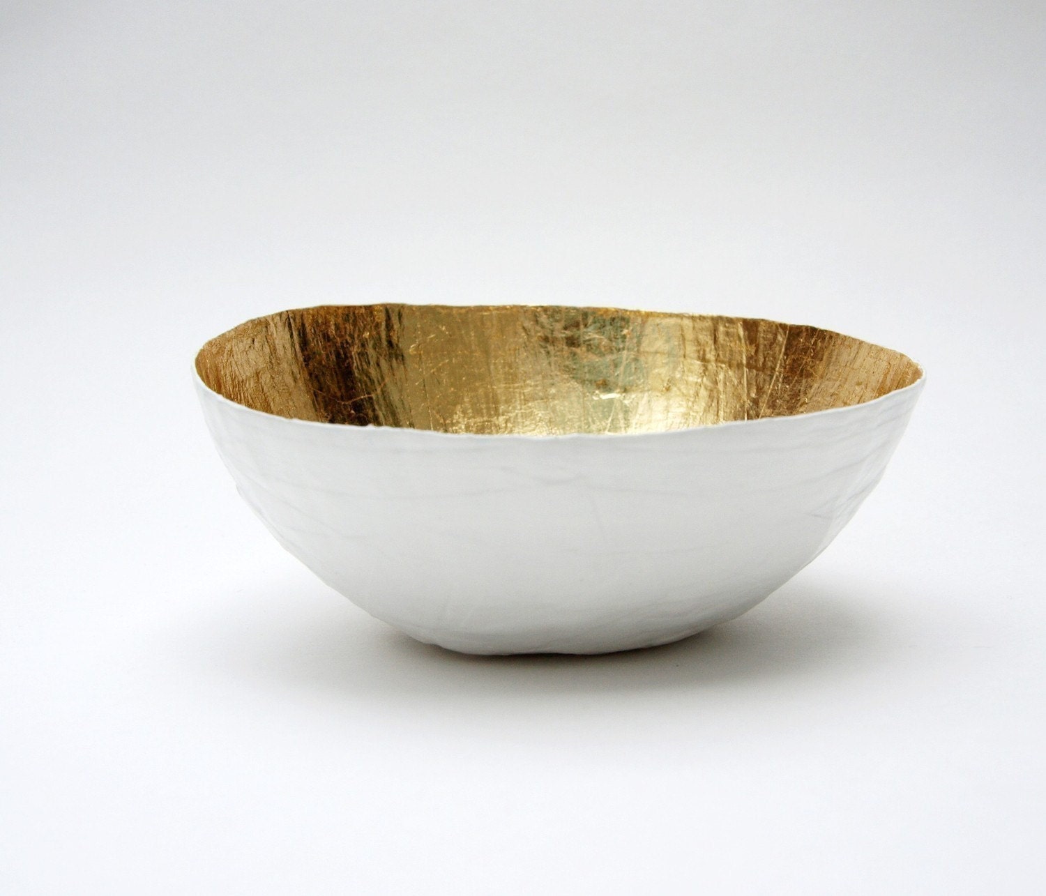 Paper Mache Bowl White and Gold - The Mini