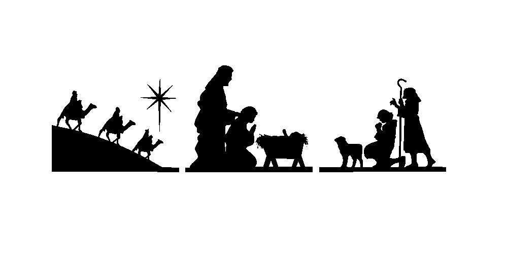SALE- Three Piece Nativity  with Wisemen, Shephards, Mary, Joseph, and Baby Glass Block Light Vinyl Decal Set- Buy 2 Get 1 Free