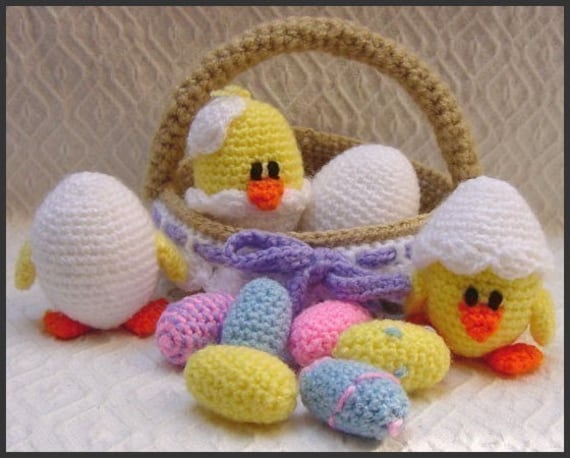 AMIGURUMI PATTERN Crochet pdf - Eggs in a Basket
