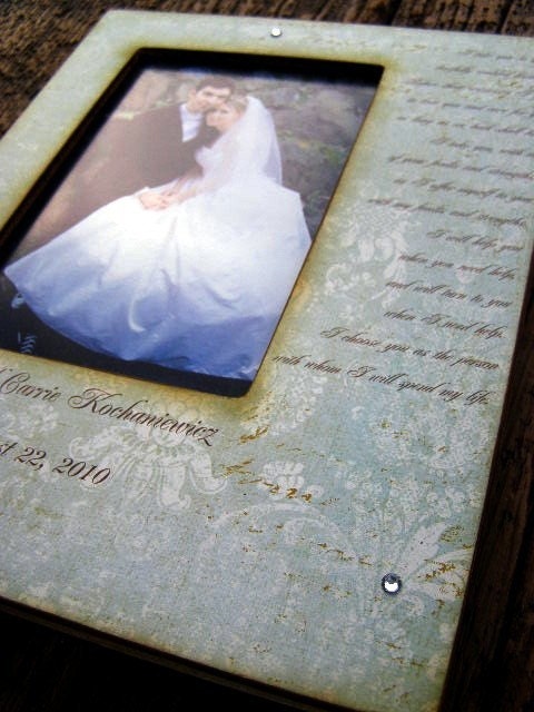 4X6 Customized Wedding Vows Photo Frame with Swarovski Crystal Accent