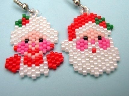 Adorable MR and MRS CLAUSE Beaded Earrings