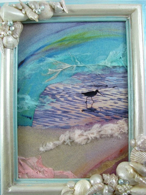 Seaside Dreams Mixed Media Collage Assemblage Upcycled