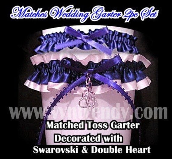 White royal blue wedding garter garters toss bridal handmade gift