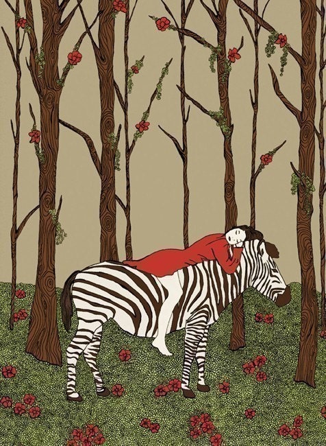 zebra art print - NEVER ALONE
