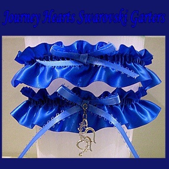 Personalised Blue Butterfly Garter set Wedding garter Set Royal Blue 