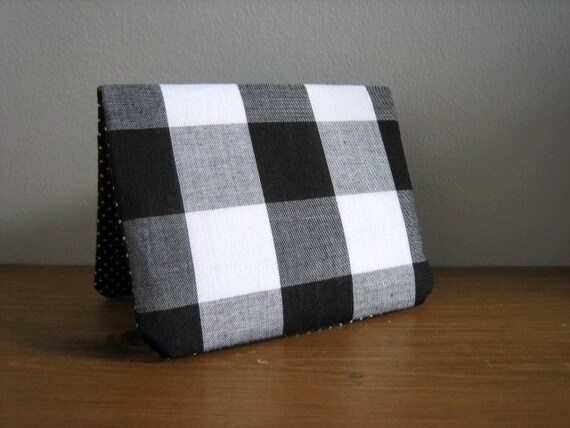 Card Wallet - Black and White Buffalo Check