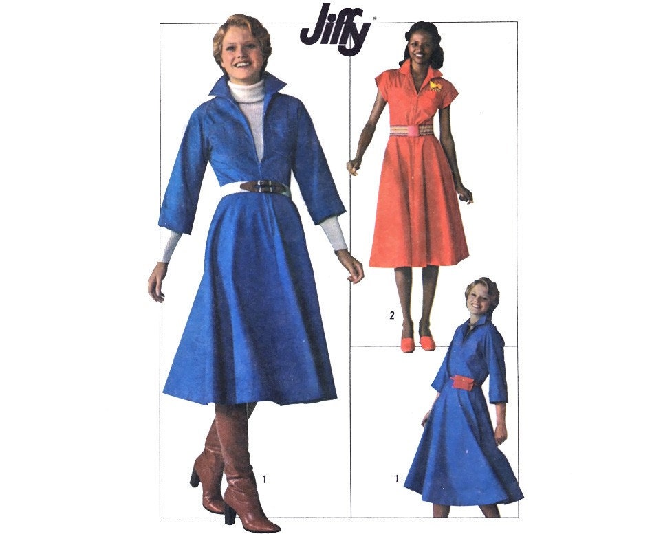 Vintage 70s Dress Sewing Pattern Zip Front by mysweetiepiepie Vintage 70s Dress Sewing Pattern Zip Front by mysweetiepiepie