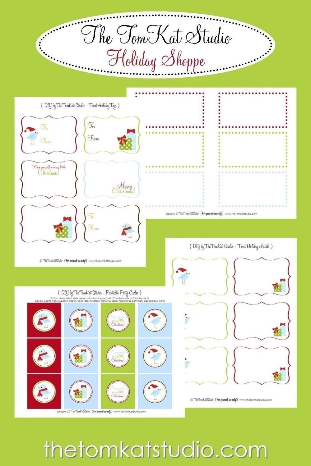 Gift Tags - Printable Tweet Holiday Package - The TomKat Studio