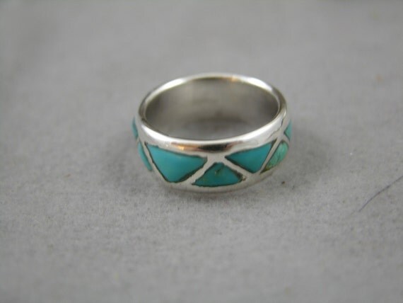 Sterling Silver Turquoise Wedding Band for Lathan From freedomjewelryusa
