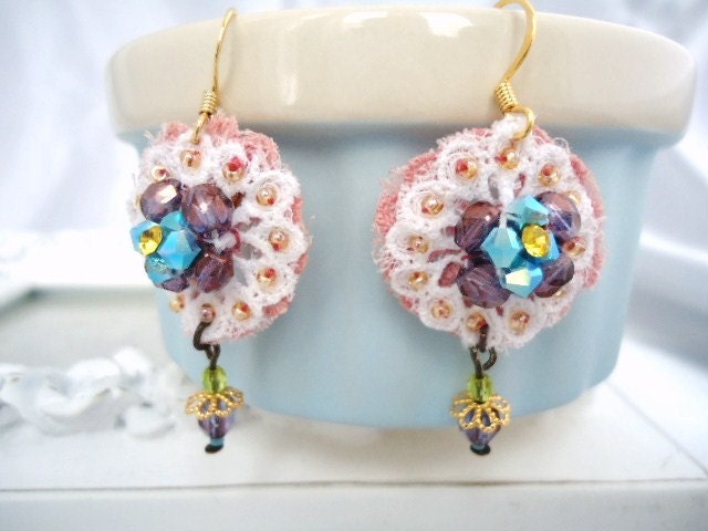 White rose lace earrings