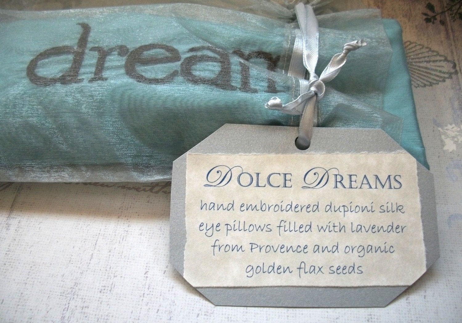 Lavender and Flaxseed Hand Embroidered Eye Pillow by Dolce Dreams
