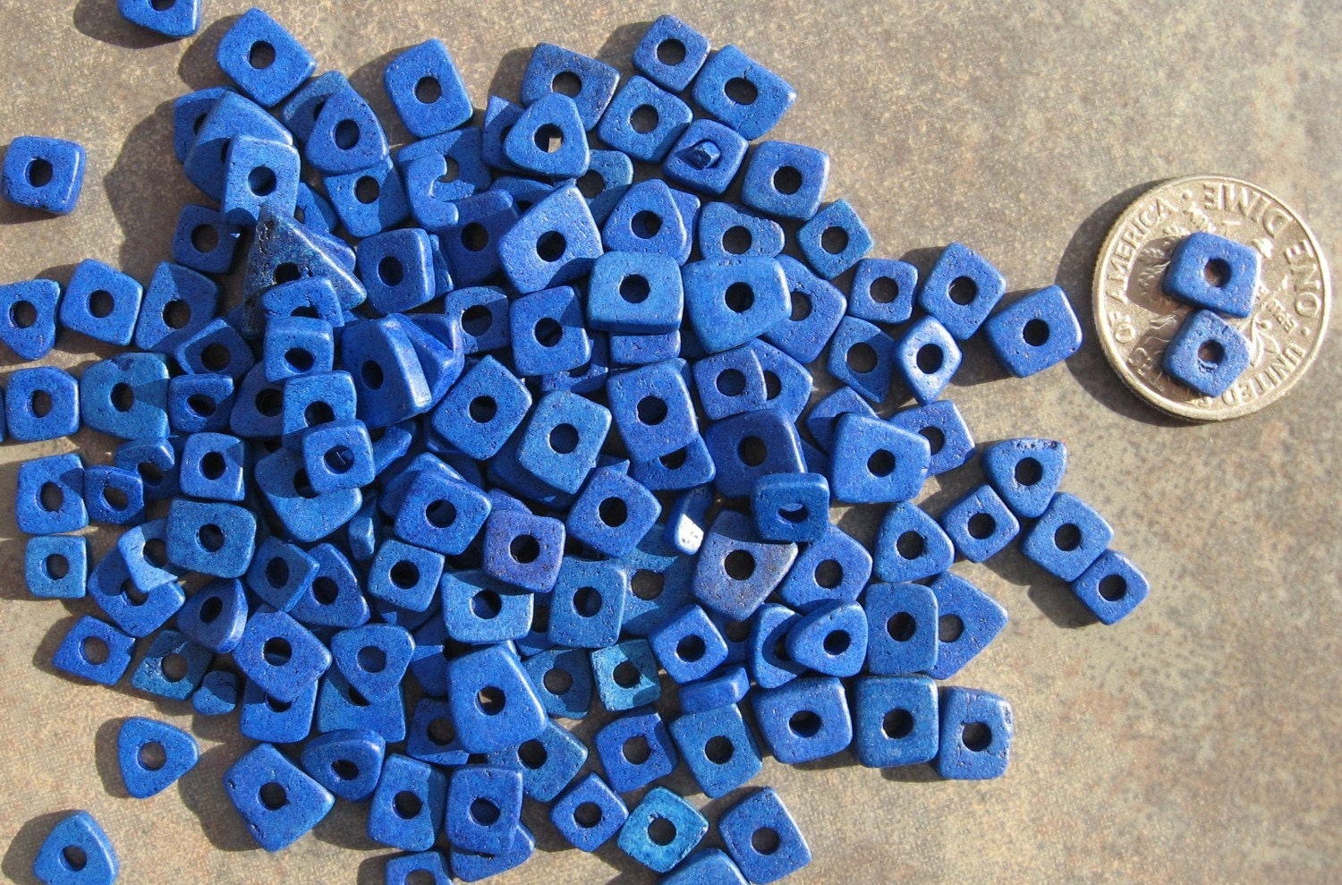 COBALT BLUE Greek Ceramic Beads - Little Chip Beads