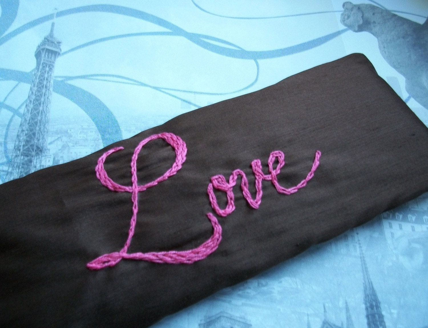 Organic Lavender and Flaxseed Eye Pillow Hand Embroidered by Dolce Dreams