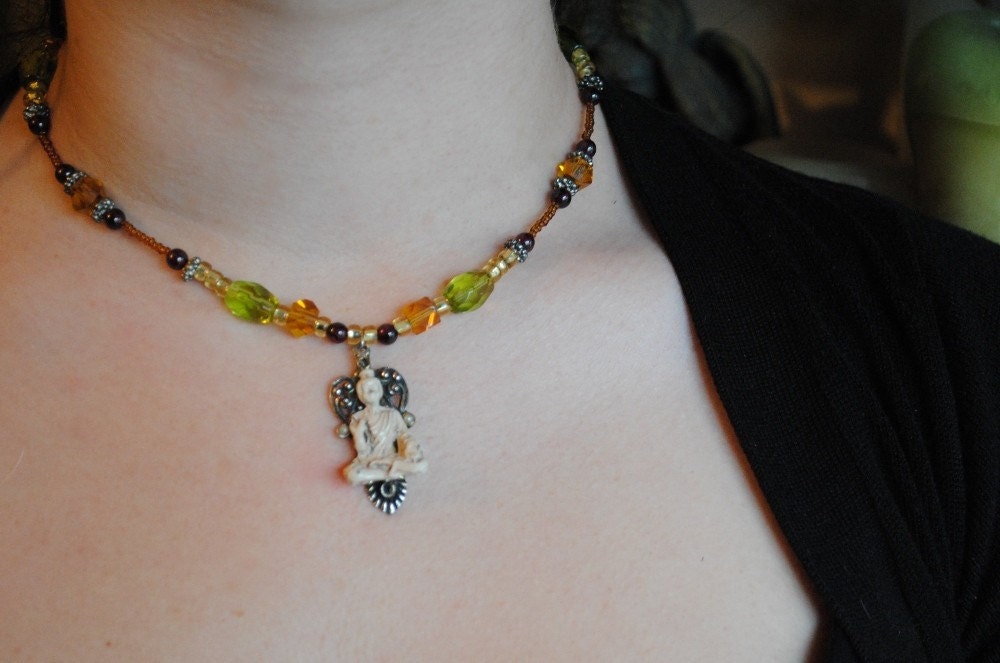 World Traveler Steampunk,Bohemian Buddah Necklace