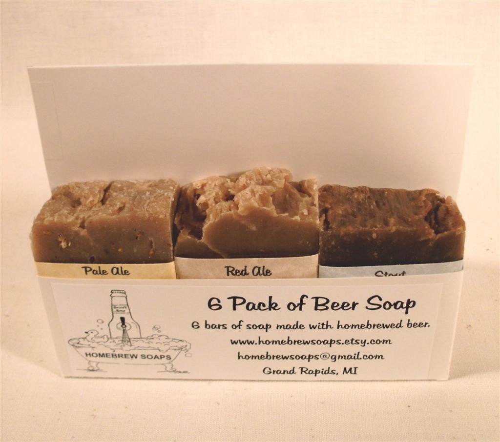 6 Pack of Beer Soap.  Build your own 6 Pack.  Made with Homebrewed Beer