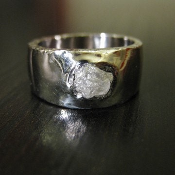 Rough Diamond Palladium Custom Engagement Ring From valkasinskas