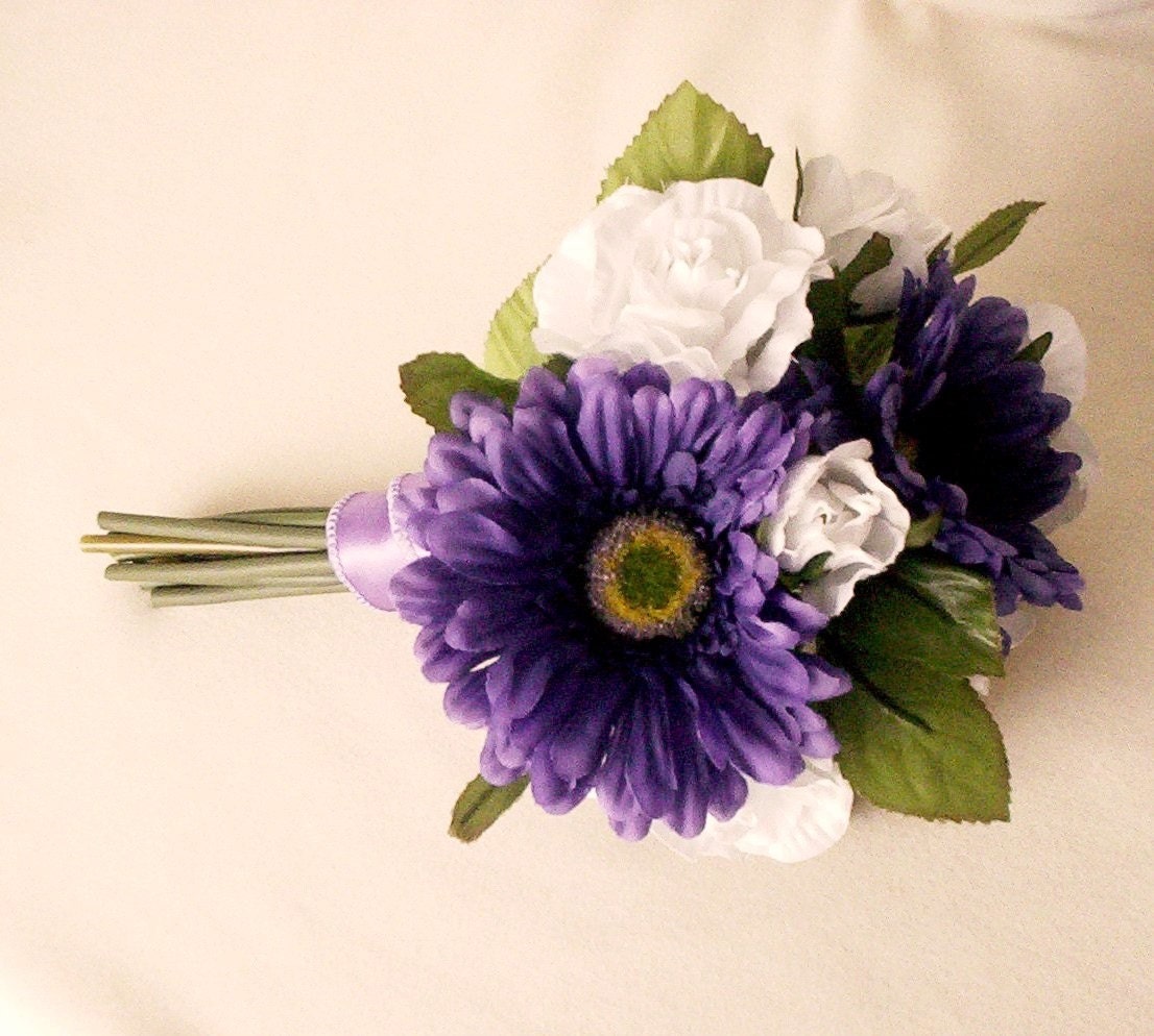 Wedding Bouquet Purple silk bouquet Budget Bride Gerbera