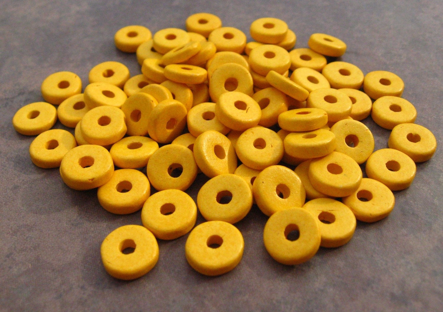 25 BANANA YELLOW  Greek Ceramic Beads - 8mm Round Beads