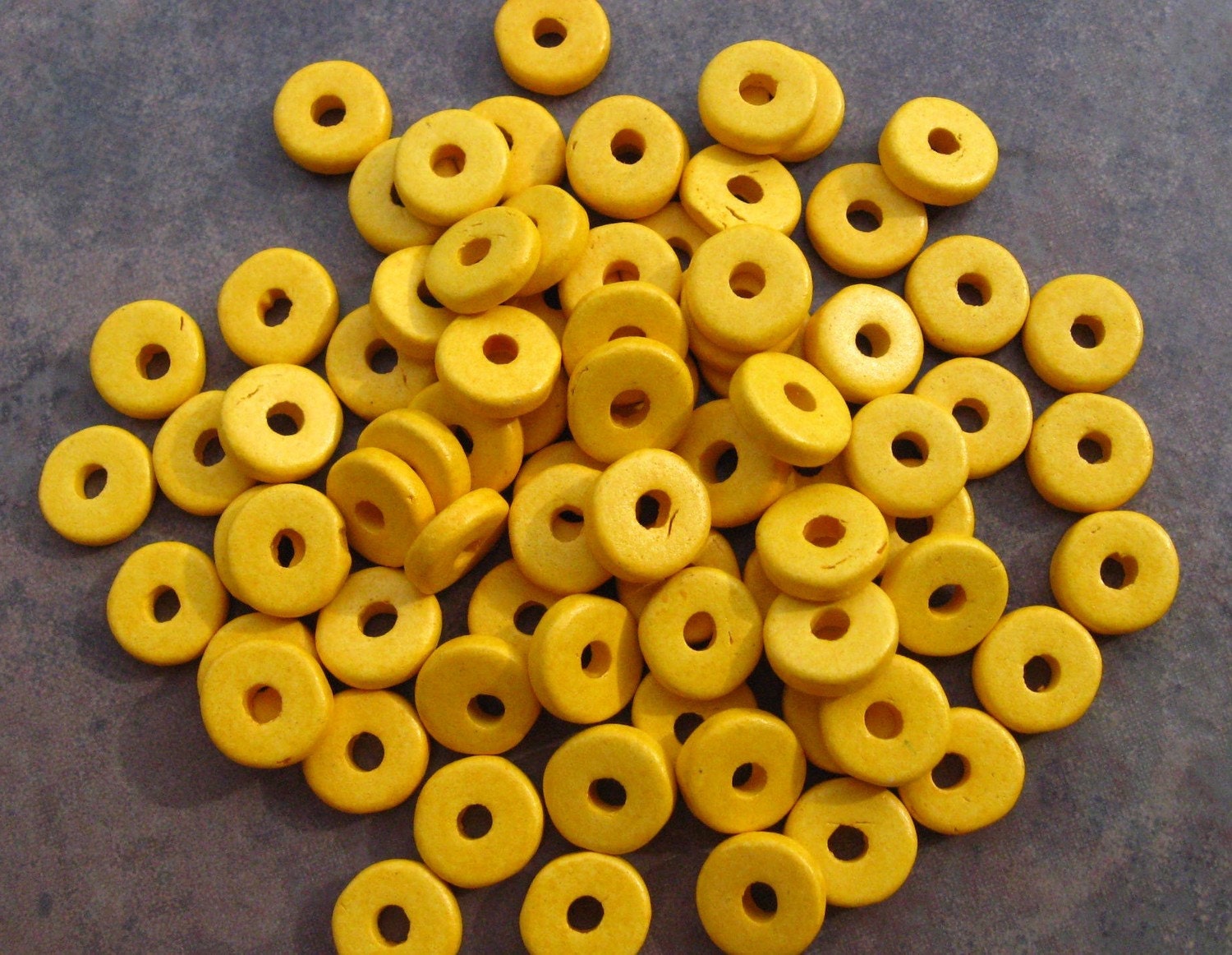 25 BANANA YELLOW  Greek Ceramic Beads - 8mm Round Beads