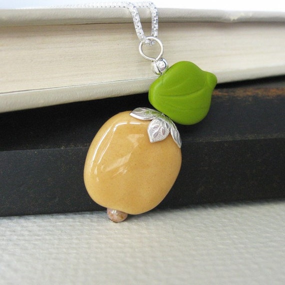 Peaches and Cream Ceramic Kazuri Bead Pendant Necklace