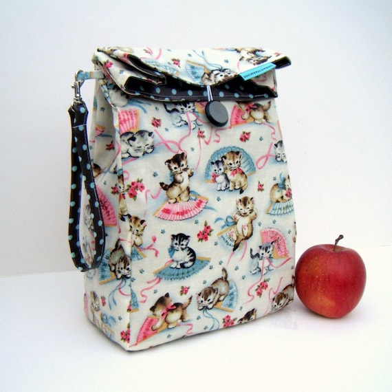 Reversible Kittens Lunch Bag with Handle