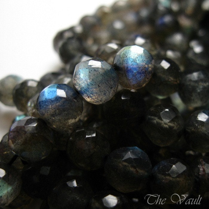 20 Labradorite 6.5-7mm faceted rounds - half strand, 5 inches