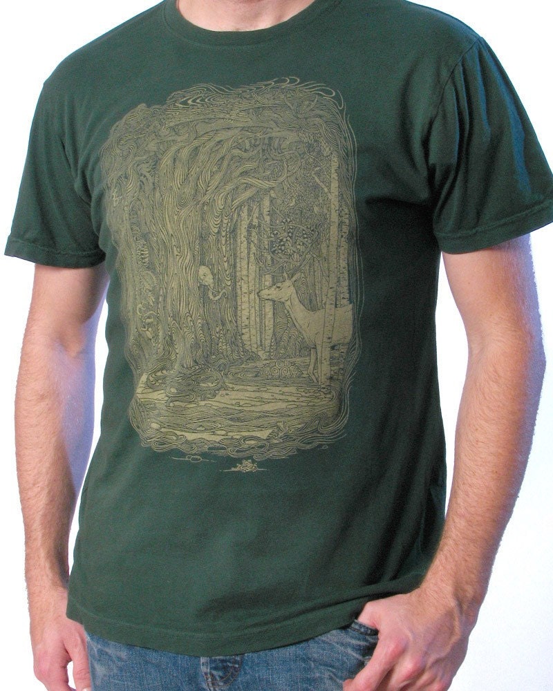 Tangled Forest T-shirt on Green ..... Men's Tee Shirt S M L XL 2XL
