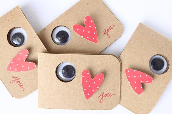 Valentines Day Card. (Eye) I  Love You Note Cards. Love Note Cards - Little Alien Love Notes - set of four