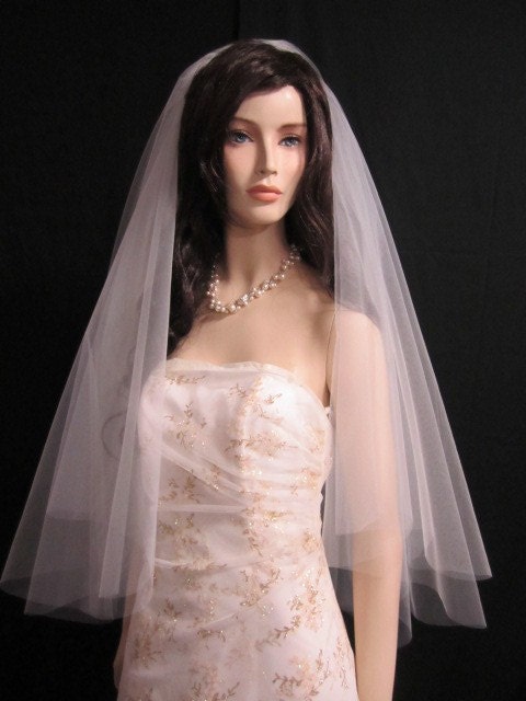 2 tier fingertip circular drop wedding bridal veil 40 inches long