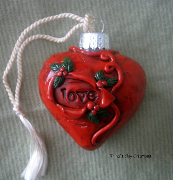 Polymer Clay Heart Love Ornament