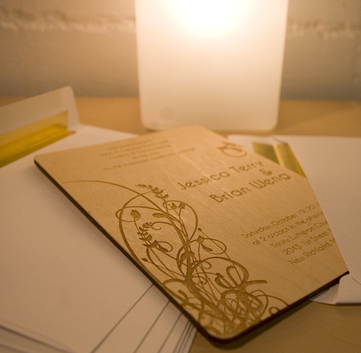 Wood invitations - custom laser cut and engraved