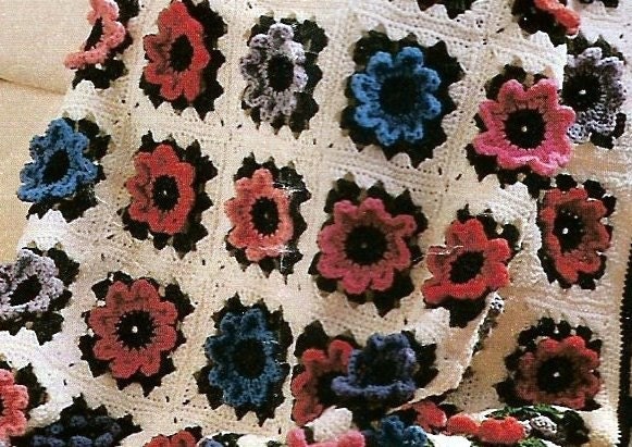 Vintage Field of Flowers Afghan Crochet Pattern PDF