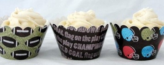 Football Cupcake Wrappers for Birthday Party or End of Season Party