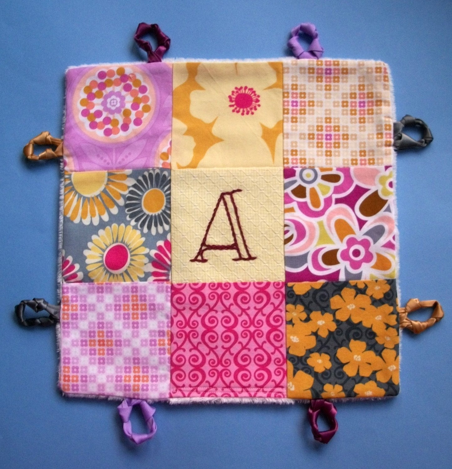Baby Blanket Lovey with Custom Hand Embroidery by Dolce Dreams