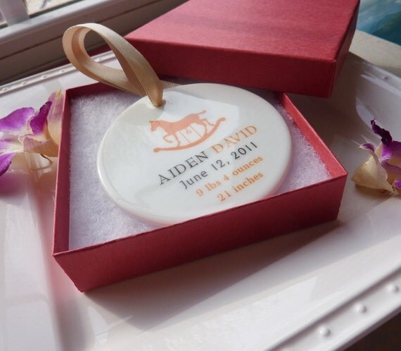 New Baby Boy Personalized Ceramic Keepsake- GIFT BOXED Custom color choice