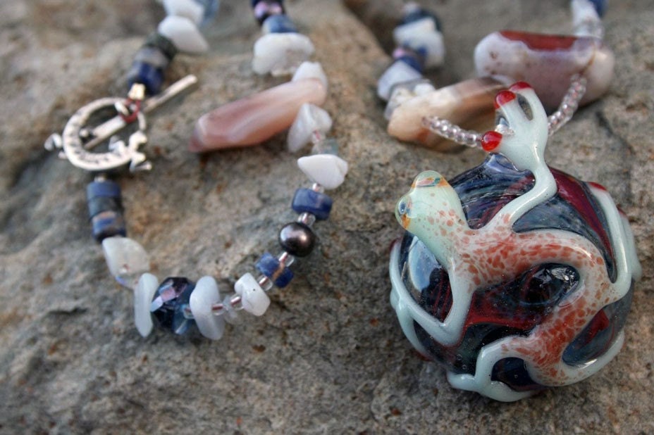 WHAT'S NEWT Necklace (Lampwork glass, Agate, Labradorite, Sodalite, Freshwater Pearl)