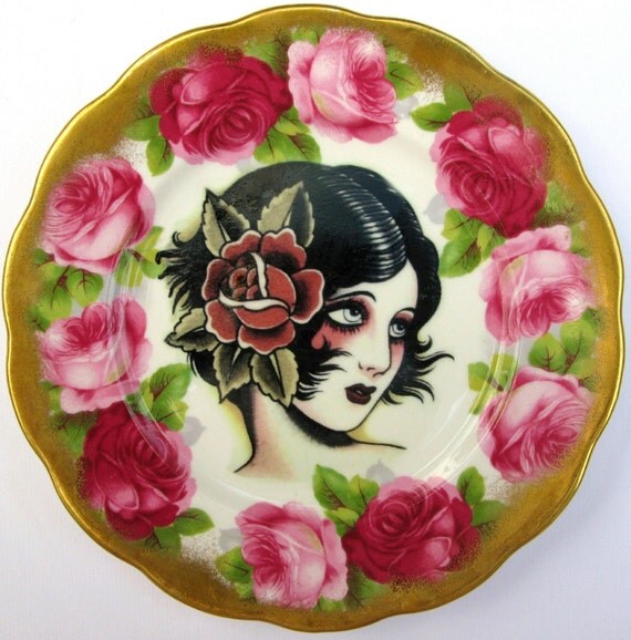 Rose Vintage Tattoo Flash Altered By BeatUpCreations 570x578px