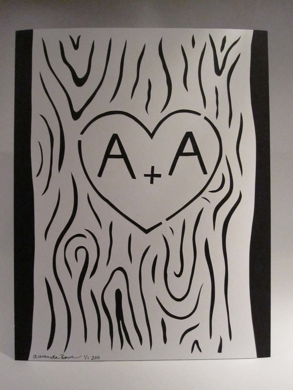 Oak Carved Initials Cut Out by OHA