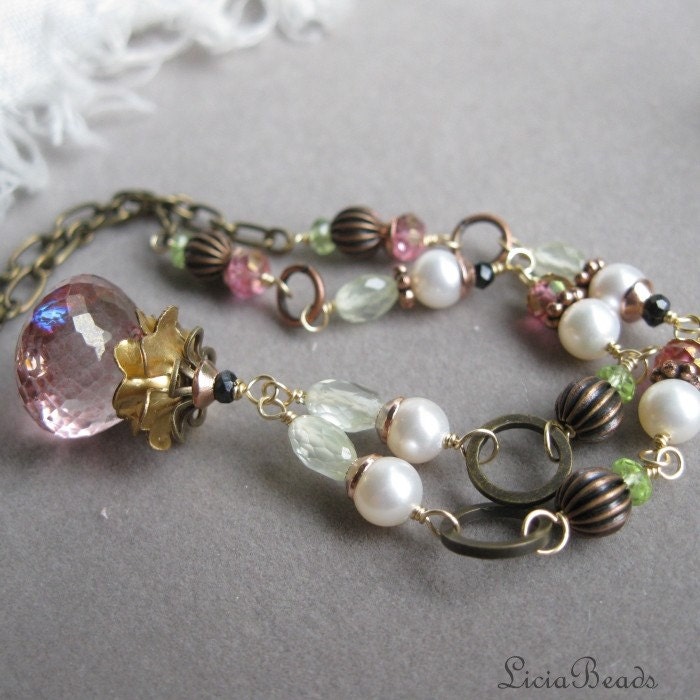 Spring Dance - gypsy gemstone necklace